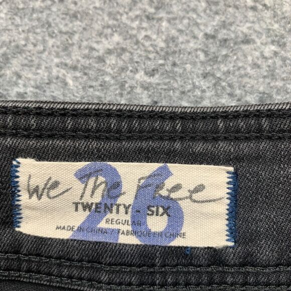 We The Free People Skirt Womens 26 Black Fade Denim Maddie Zip Front Slit Midi - Picture 5 of 12